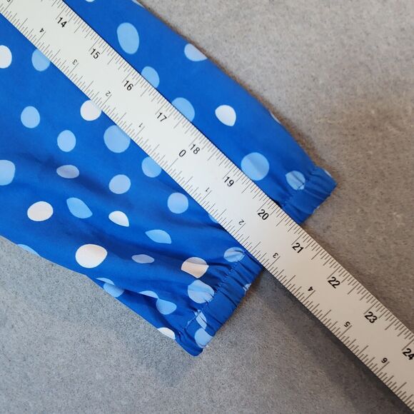 Bob Mackie Women's 1X Button Front Blue & White Polka Dot Printed Top - Picture 10 of 11